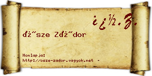Ősze Zádor névjegykártya